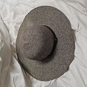 Women's Straw Hat Leather Band Black Cream in Color Braided By Sunlily